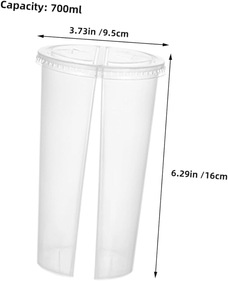 Valentines Day Disposable Dual Compartment Cups With Lids 12PCS Transparent For Milk Tea - Image 2